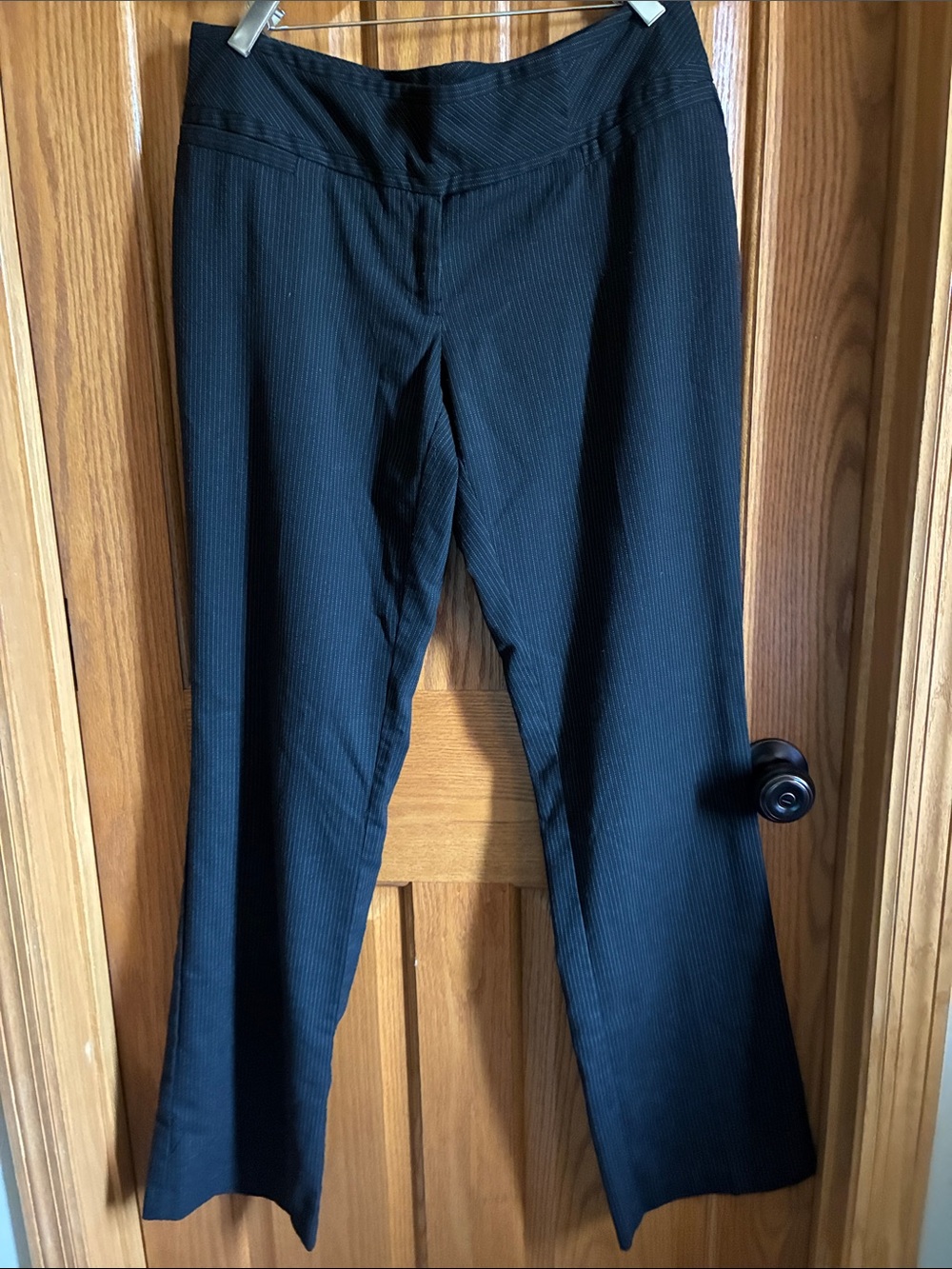 Maurices Black Pinstripe 9/10 Trousers with Stripes
